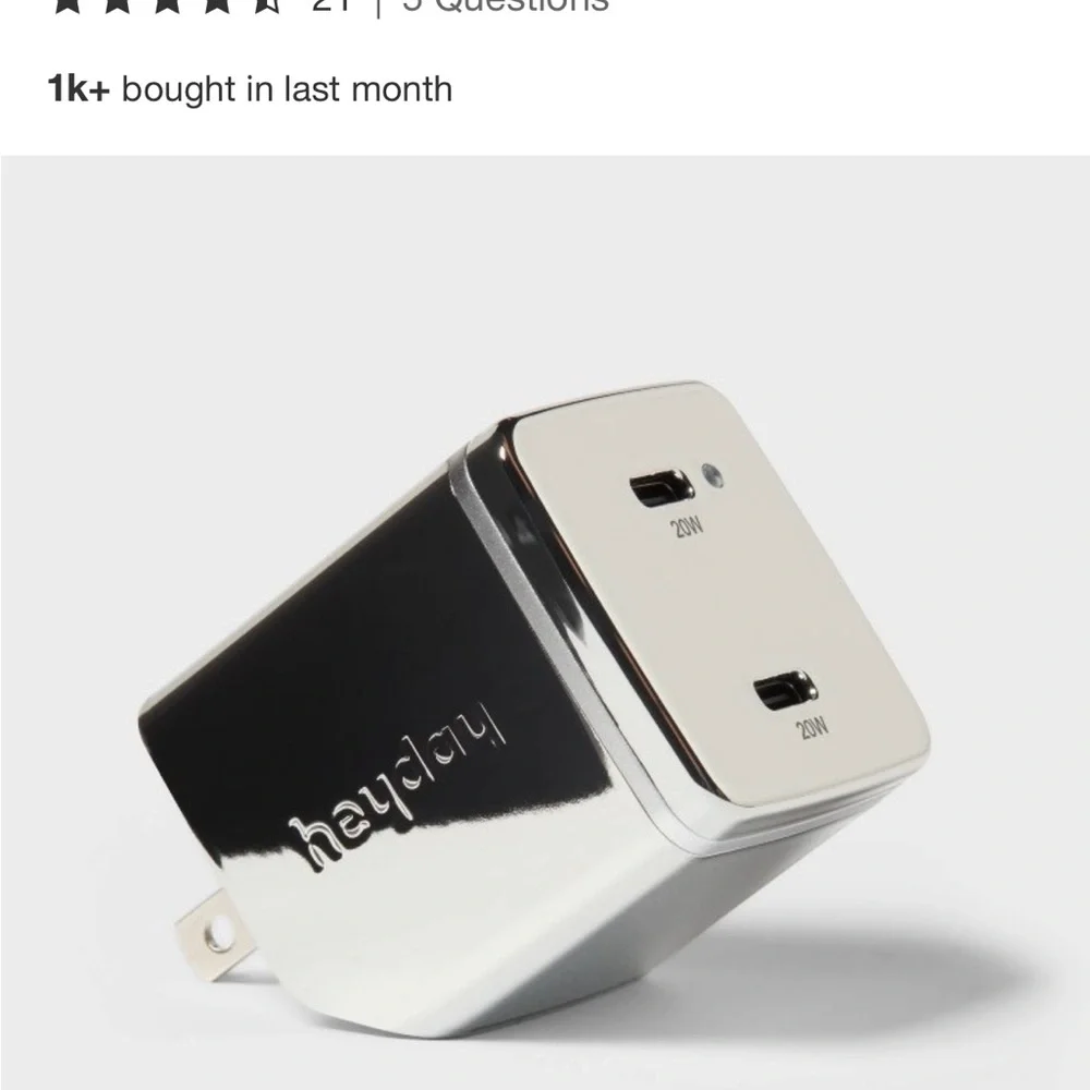 Heyday Soft-Touch Fast Charging Cable and Wall Charger - Light Purple